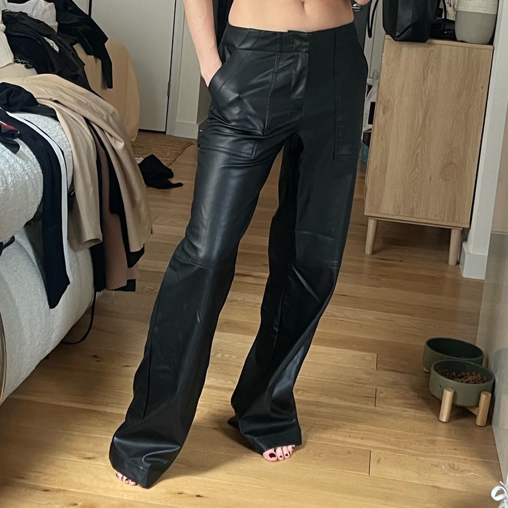 Faux Leather Cargo Pants
